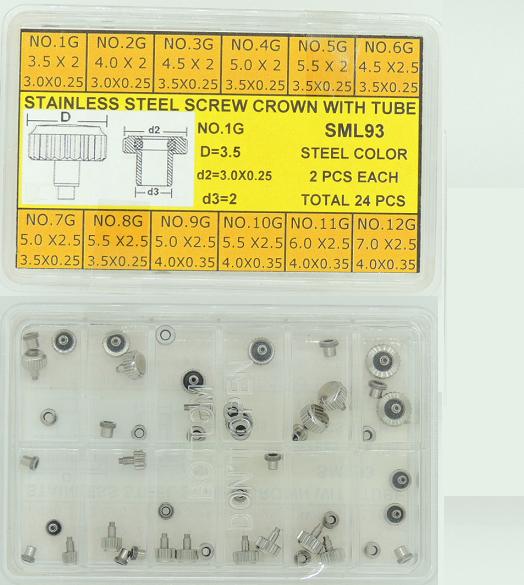 Stainless Steel Screw Crown with Tube Steel Color